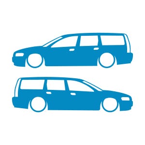 Set Of 2 Car Silhouette Decal Stickers For Volvo V70 T5 R 2nd Gen 2000-07 Light Blue