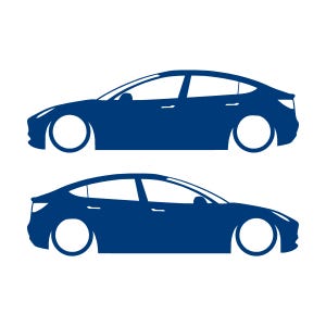 Set Of 2 Lowered Car Silhouette Decal Stickers For Tesla Model Y Blue