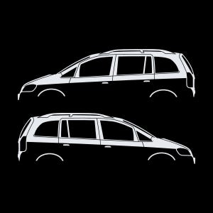 Set Of 2 Car Silhouette Decal Stickers For Vauxhall Opel Zafira A Mk1 White