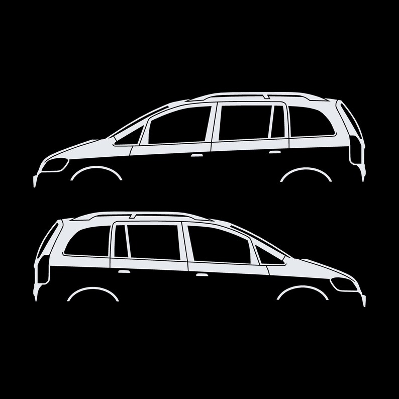Set Of 2 Car Silhouette Decal Stickers For Vauxhall Opel Zafira A Mk1 White