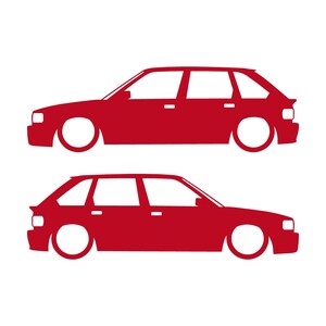 Set Of 2 Lowered Car Silhouette Decal Stickers For MG Maestro Turbo Red