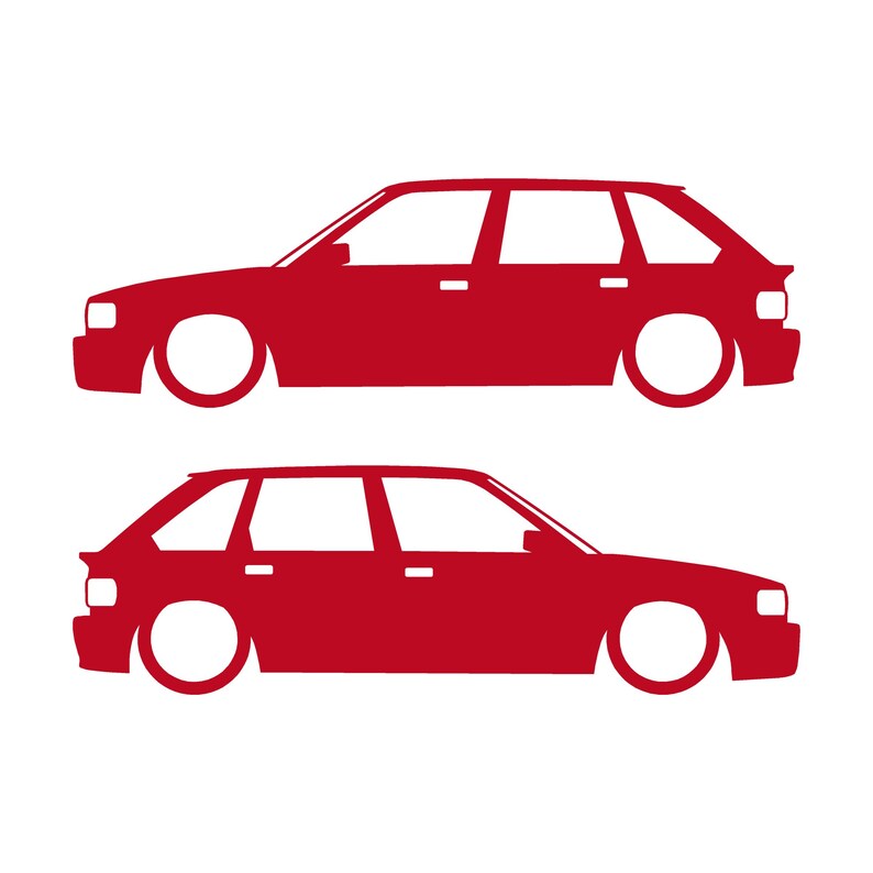 Set Of 2 Lowered Car Silhouette Decal Stickers For MG Maestro Turbo Red