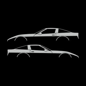 Set Of 2 Car Silhouette Decal Stickers For Chevrolet Corvette C4 Coupe Light Grey