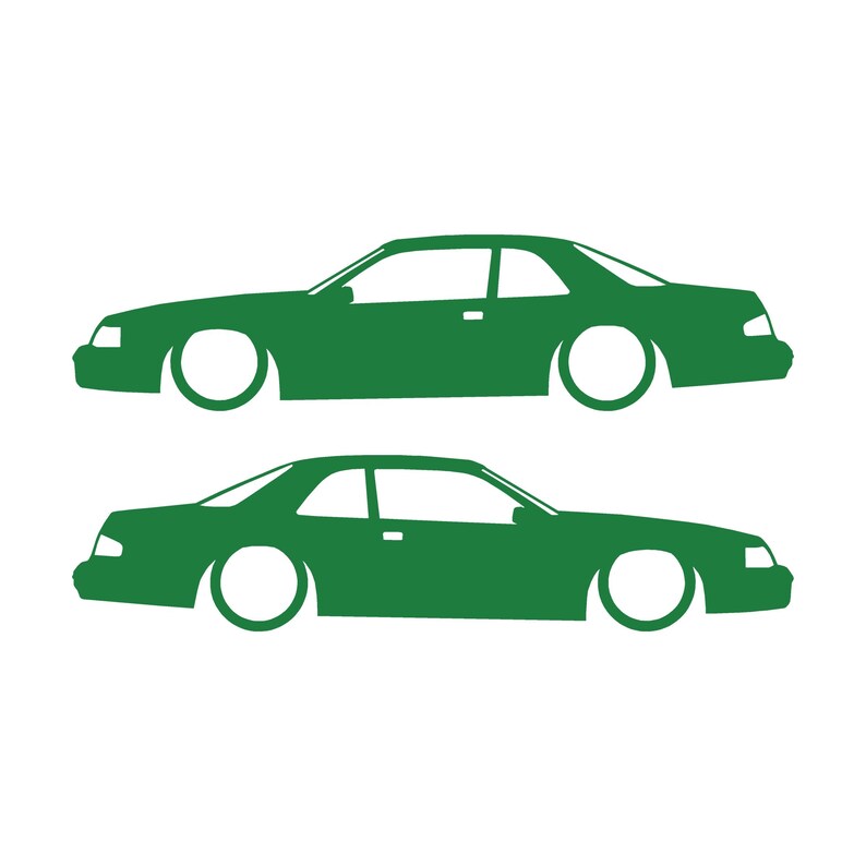 Set van 2 autosilhouet-stickers voor de Ford Thunderbird 9e generatie coupé Groen