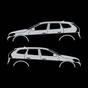 Juego de 2 pegatinas con silueta de coche para Volvo XC60 de primera generación (2009-2017) Plata