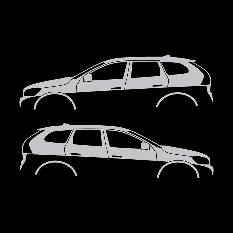 Juego de 2 pegatinas con silueta de coche para Volvo XC60 de primera generación (2009-2017) Plata