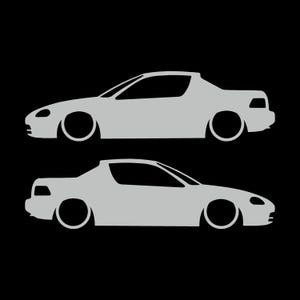 Set Of 2 Lowered Car Silhouette Decal Stickers For Honda Del Sol 1992-98 VTi Light Grey