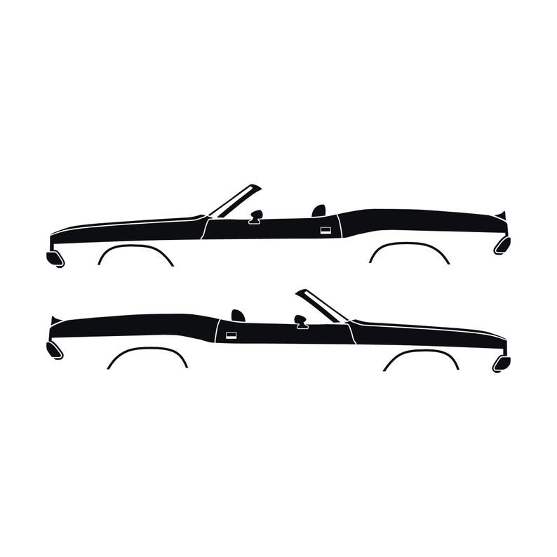 Set Of 2 Car Silhouette Decal Stickers For Dodge Challenger Classic Convertible Black