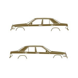 Set Of 2 Car Silhouette Decal Stickers For The Mercedes 190e Gold