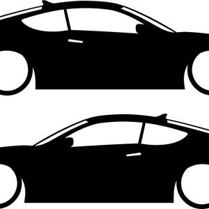 Puede incluir: Silueta de dos coches negros, ambos son coup&eacute;s con un dise&ntilde;o deportivo. Los coches est&aacute;n mirando hacia el lado derecho de la imagen.