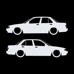 Juego de 2 pegatinas decorativas con silueta de coche rebajado para JDM para Nissan Sentra SE-R Blanco