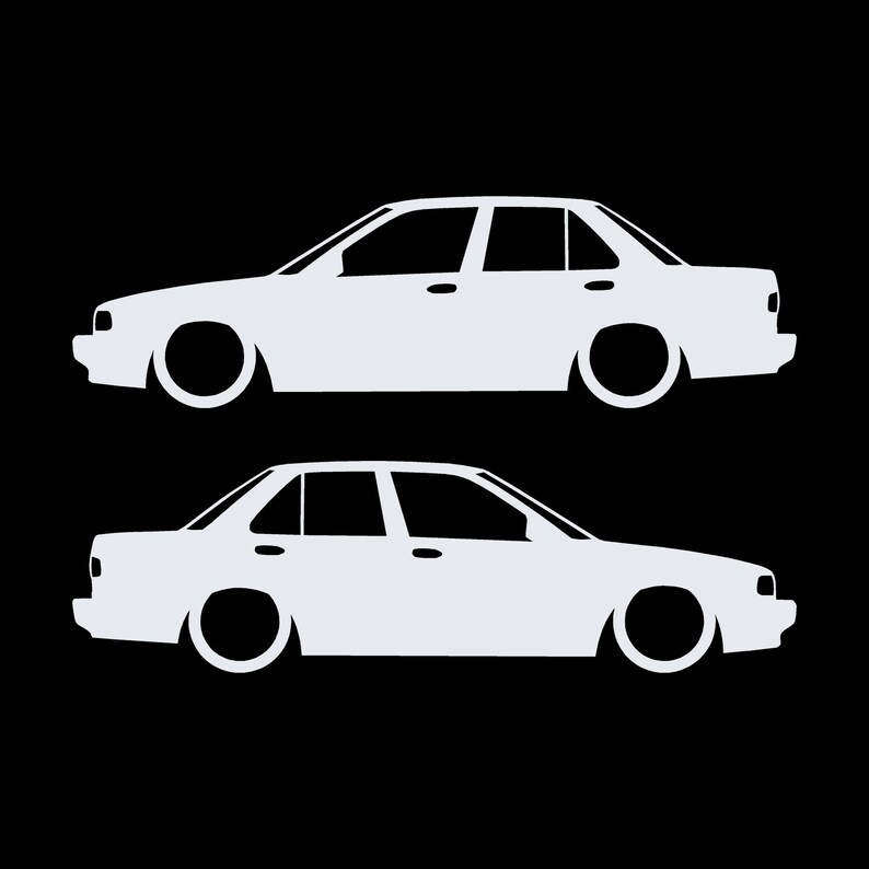 Juego de 2 pegatinas decorativas con silueta de coche rebajado para JDM para Nissan Sentra SE-R Blanco
