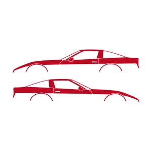 Set Of 2 Car Silhouette Decal Stickers For Chevrolet Corvette C4 Coupe Red