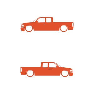 Set Of 2 Lowered Truck Silhouette Decal Stickers For Chevrolet Silverado Extended Cab 1999- 2002 Pickup Orange