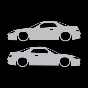 Set di 2 adesivi con silhouette di auto ribassate per Mitsubishi FTO Argento
