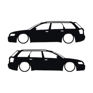 Set van 2 verlaagde auto-silhouet stickers voor Audi A4 S6 B6 Wagon Avant Zwart