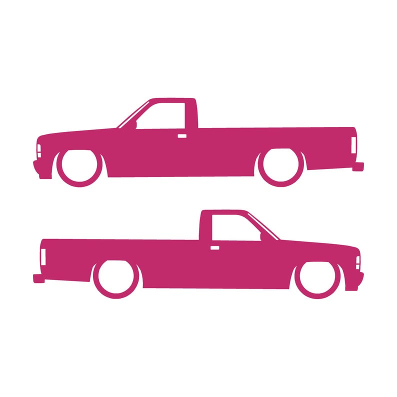 Set med 2 lastbilssilhuettdekaler för Dodge Dakota 1:a generationens single cab pickup Rosa