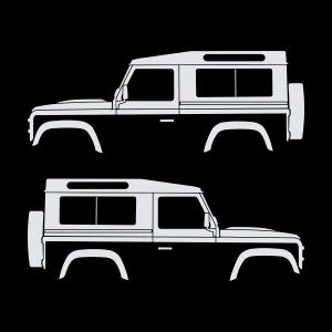 Set Of 2 Car Silhouette Decal Stickers For Land Rover Defender 90 Classic Wagon White