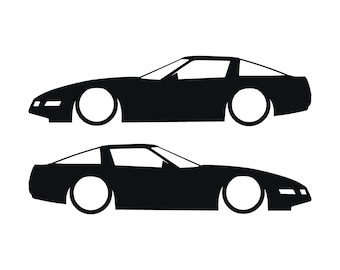 Set Of 2 Car Silhouette Decal Stickers For Chevrolet Corvette C4 Coupe