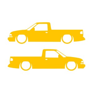 Juego de 2 calcomanías con silueta de auto rebajado para Chevrolet S10 de segunda generación, cabina simple, 1998-2004 Amarillo