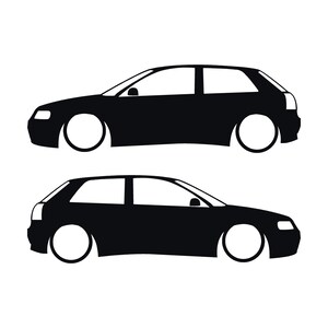 Set Of 2 Lowered Car Silhouette Decal Stickers For Audi A3 S3 8L 1996-2003 Black