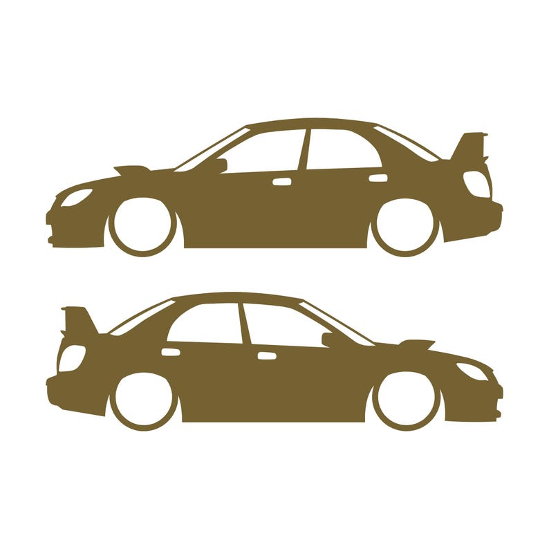 Set Of 2 Car Silhouette Decal Stickers For Subaru Impreza WRX STI 2nd Gen Hawk Eye Gold