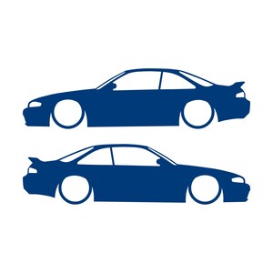 Set Of 2 Lowered Car Silhouette Decal Stickers For Nissan 240 SX S14 Silvia ZENKI Blue