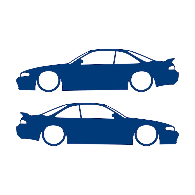 Set Of 2 Lowered Car Silhouette Decal Stickers For Nissan 240 SX S14 Silvia ZENKI Blue