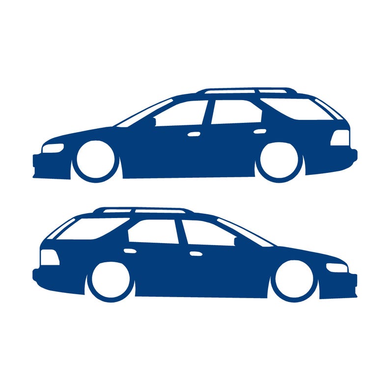 Set med 2 sänkta silhuettdekaler för Honda Accord 5:e generationen 1993-97 kombi Blå