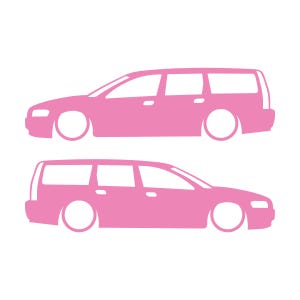Set Of 2 Car Silhouette Decal Stickers For Volvo V70 T5 R 2nd Gen 2000-07 Soft Pink