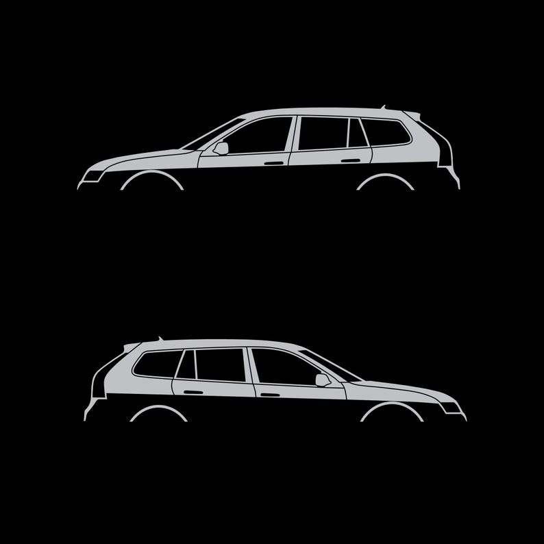 Juego de 2 pegatinas con silueta de coche para Saab 9-3 Early Spec 2nd Gen Sports Tourer Wagon Plata