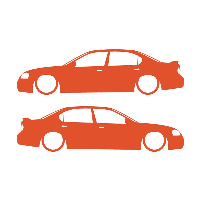 Juego de 2 pegatinas decorativas con silueta de coche rebajado para Nissan Maxima de 5ª generación. Naranja