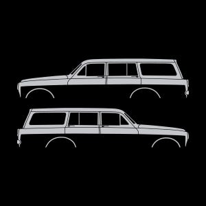 Juego de 2 pegatinas con silueta de coche para Volvo Amazon 122 Wagon Plata