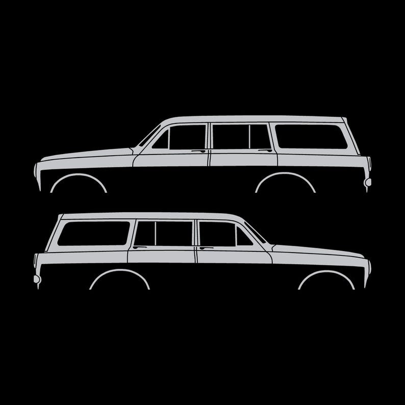 Juego de 2 pegatinas con silueta de coche para Volvo Amazon 122 Wagon Plata
