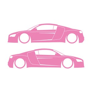Juego de 2 pegatinas decorativas con silueta de coche rebajado para Audi R8 Coupé de primera generación (2007-2015) Soft Pink