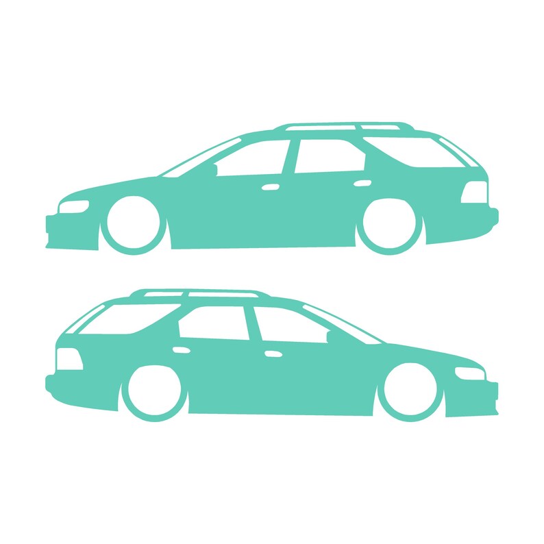Set med 2 sänkta silhuettdekaler för Honda Accord 5:e generationen 1993-97 kombi Mint