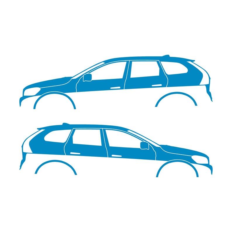 Juego de 2 pegatinas con silueta de coche para Volvo XC60 de primera generación (2009-2017) Light Blue