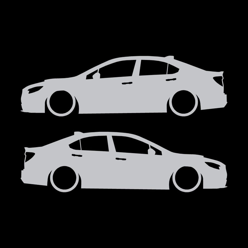 Juego de 2 pegatinas con silueta de coche rebajado para Subaru WRX VB 2022 Plata