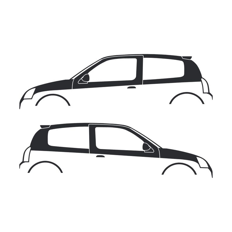 Set Of 2 Car Silhouette Decal Stickers For Renault Clio Mk2 Sport RS Black
