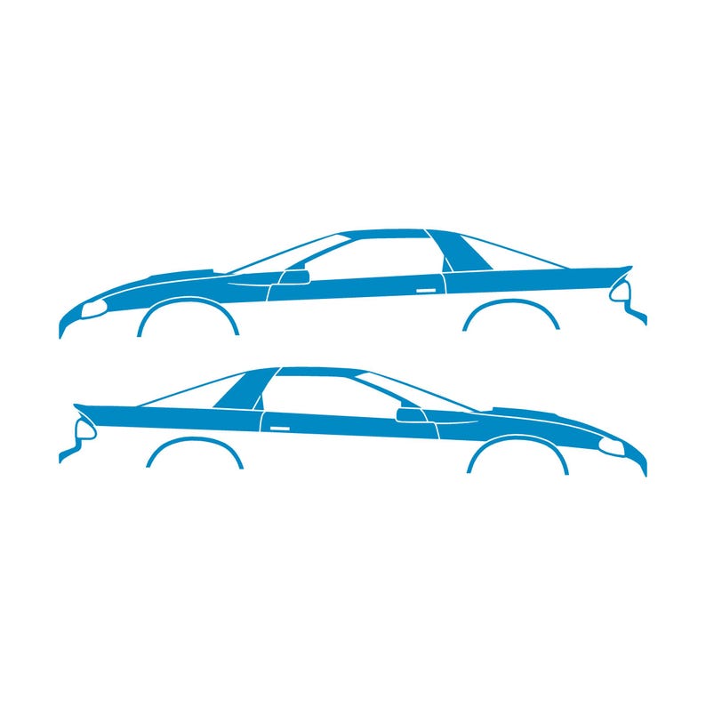 Set Of 2 Car Silhouette Decal Stickers For Chevrolet Camaro SS 4th Gen 1998-2002 Coupe Light Blue