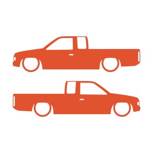 Set Of 2 Lowered Truck Silhouette Decal Stickers For Nissan Hardbody Ext Cab D21 Pickup Orange