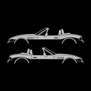 Set Of 2 Car Silhouette Decal Stickers For BMW Z3 Roadster Light Grey