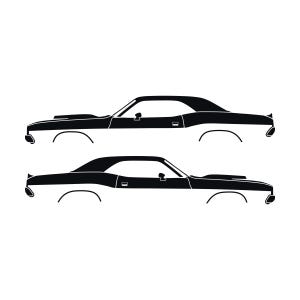 Set Of 2 Car Silhouette Decal Stickers For Dodge Challenger Shaker Hood Classic Hardtop 1st Gen 1970-74 Black
