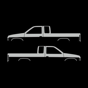 Set Of 2 Truck Silhouette Decal Stickers For Nissan D21 Hardbody King Cab Pickup Light Grey
