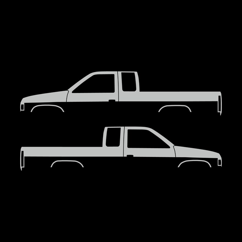 Set Of 2 Truck Silhouette Decal Stickers For Nissan D21 Hardbody King Cab Pickup Light Grey