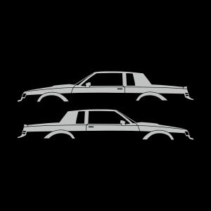 Set Of 2 Car Silhouette Decal Stickers For Buick Grand National Coupe Light Grey