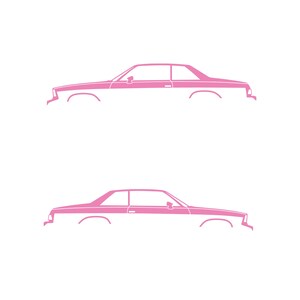 Set Of 2 Lowered Car Silhouette Decal Stickers For Chevrolet Malibu G-Body Coupe Soft Pink