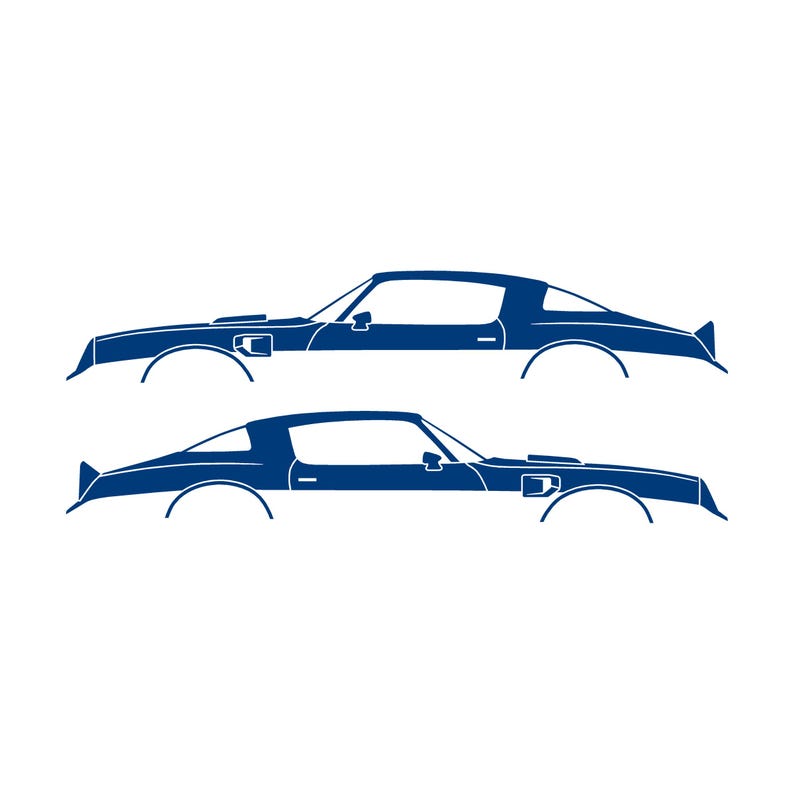 Set Of 2 Car Silhouette Decal Stickers For Pontiac Firebird Trans Am 2nd Gen 1977-78 Blue