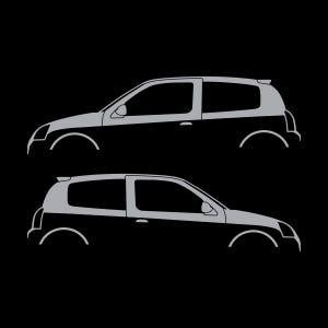 Set Of 2 Car Silhouette Decal Stickers For Renault Clio Mk2 Sport RS Silver
