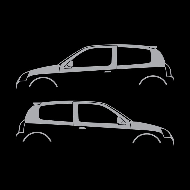 Set Of 2 Car Silhouette Decal Stickers For Renault Clio Mk2 Sport RS Silver